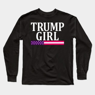 Cute Vintage Vote Trump Girl Republican US Flag Long Sleeve T-Shirt